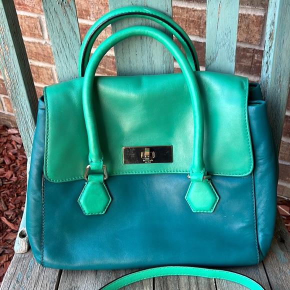 KATE SPADE Colorblock Emerald Satchel Catherine St. Joanie Green Leather 💚 - Picture 2 of 16